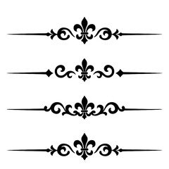 Retro elements for web design featuring decorative flourishes in elegant black style. Collection of  vector geometric shapes, clip art