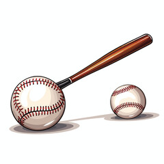 Professional Baseball Bat and Ball Sports Play Line Stock Vector Illustration
