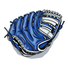 Professional Baseball Leather Glove with Blue Lines Stock Vector Illustration