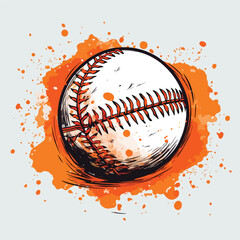 Professional Baseball Sport Equipment with Orange Lines Stock Vector Illustration