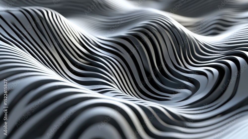 Aufkleber abstract silver wavy lines background with depth of field effect