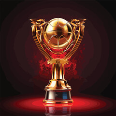 Elegant Basketball Trophy Cup with Red Lines Stock Vector Illustration