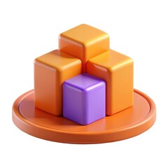 Fototapeta premium Abstract 3d render of orange and purple cubes on a platform