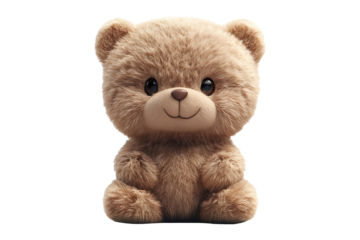 cute teddy bear front view isolated on a transparent background