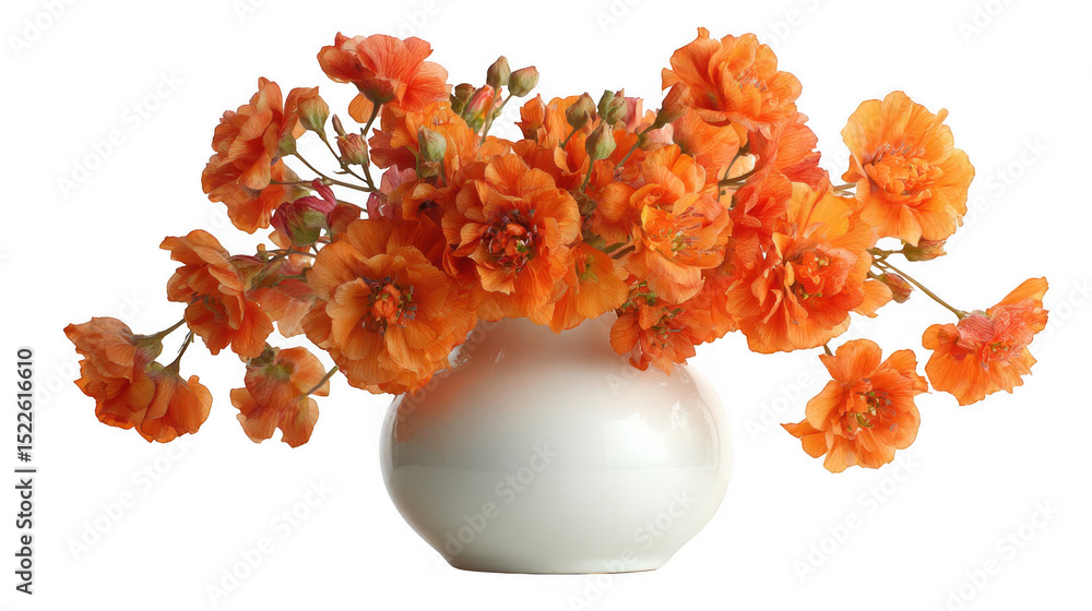 Poster vibrant orange flowers arranged in a simple white vase create a cheerful and elegant display, perfec