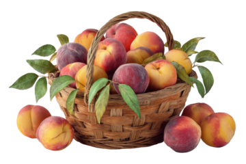 A Bountiful Basket Of Fresh Peaches