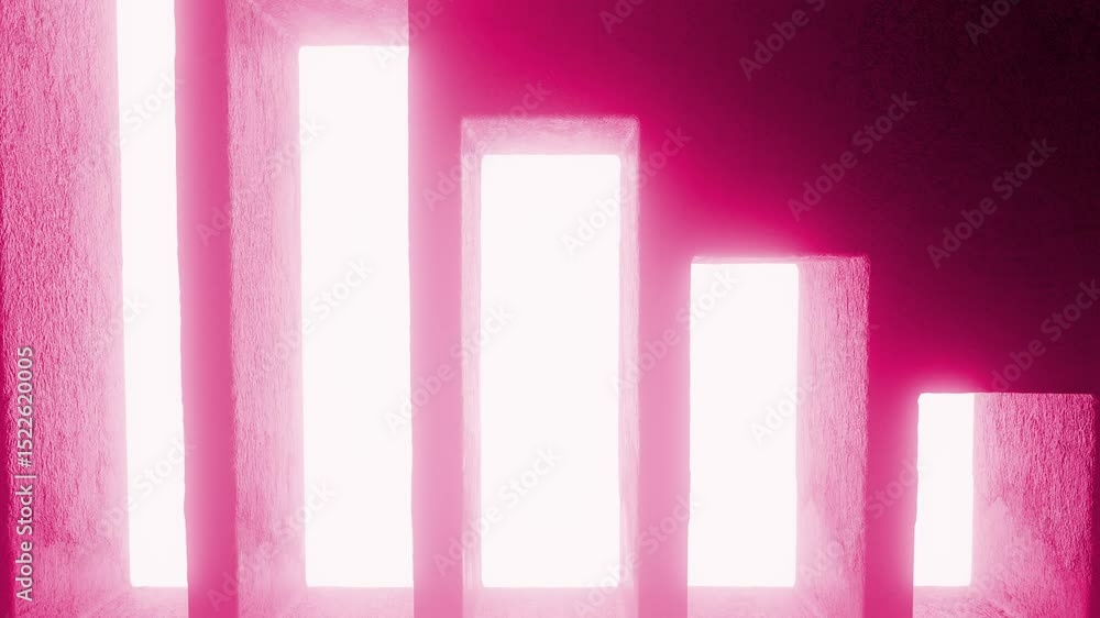 Aufkleber glowing rectangular doorways decrease in size, creating a perspective effect, illuminated by vibrant