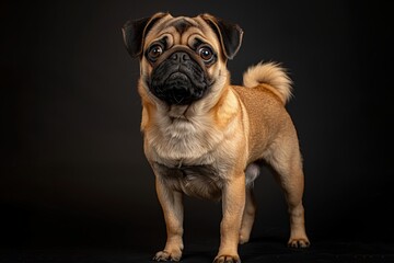 Pug dog isolated on black background