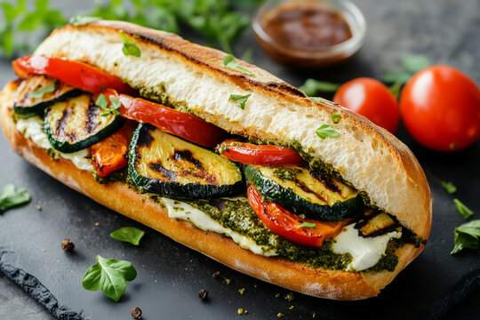 Grilled Vegetable Baguette Sandwich – A Rustic Plant-Based Delight