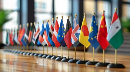 Diverse array of international flags showcasing global unity in business and cooperation