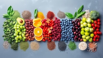 Weekly nutrition plan visual  a balanced approach with diverse food groups and portion sizes