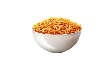 A bowl of delicious, golden-yellow instant noodles, ready to eat. background removed