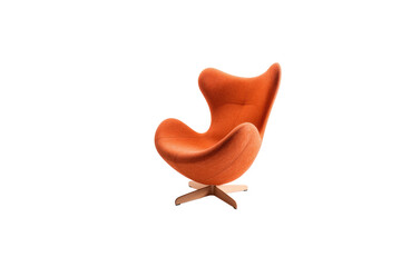 A comfortable orange egg chair with a wooden base, perfect for relaxation. background removed