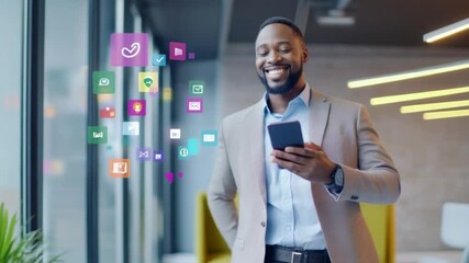 African American Professional Leveraging Mobile Technology for Enhanced Communication - Powered by Adobe
