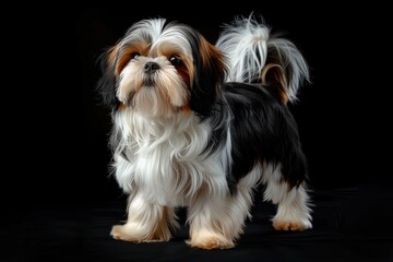 Shih Tzu dog isolated on black background