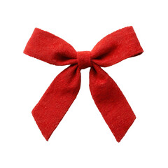 A vibrant red linen bow, perfect for decorating gifts or adding a festive touch. This stylish accessory stands out against the white isolated background.