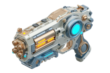 Futuristic Handheld Energy Weapon With Blue Glow