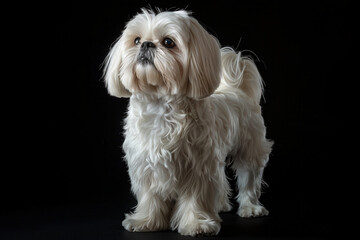 Shih Tzu dog isolated on black background