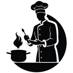 Chef cooking food restaurant culinary kitchen professional silhouette