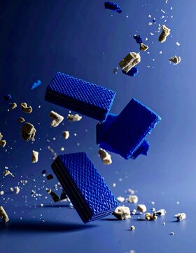 wafer and crunch floating in the air