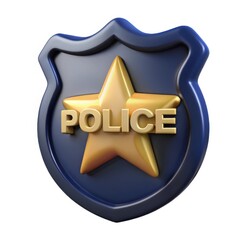3d render of a police badge with gold star