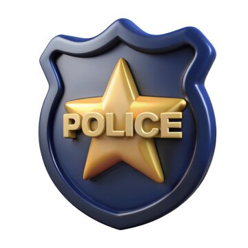 3d render of a police badge with gold star