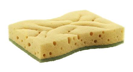 Wrinkled cleaning sponge yellow cleaning sponge for household chores and dishwashing needs for kitchen and bathroom cleaning on a transparent background