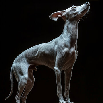 Whippet dog isolated on black background