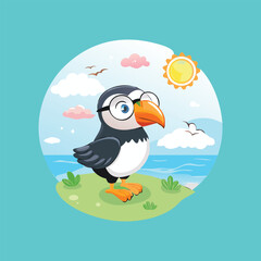 Naklejka premium bird on a branch icon logo generated