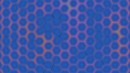 Cybernetz im Sechseck-Stil - blaues digitales Hexagon-Netzwerk -  moderne Visualisierungen in Technologie, Forschung und Wissenschaft, Digitalisierung, Innovation, Datentransfer