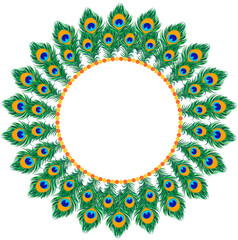 Peacock feather frame, krishna janmashtami frame vector illustration for decoration, festivals, banner