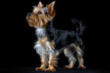 Yorkshire Terrier dog isolated on black background
