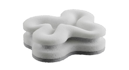 Wrinkled cleaning sponge white cloud shaped object modern art sculpture abstract design element isolated on black background on a transparent background