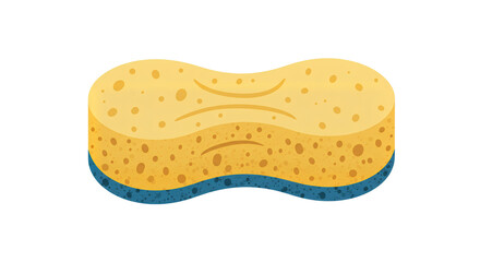 Wrinkled cleaning sponge yellow cleaning sponge for dishwashing and household chores vector illustration isolated on black on a transparent background