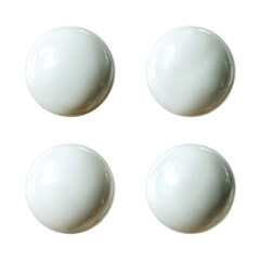 Fototapeta premium Four round white food plates arranged in a grid pattern on a white background, perfect for showcasing dining and culinary presentations.