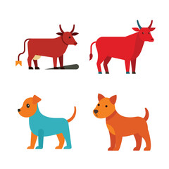 animal flat color bundle design 