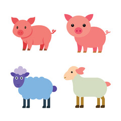 animal flat color bundle design 