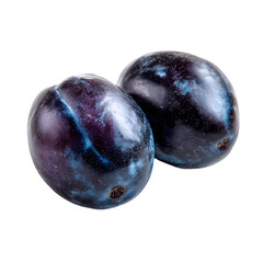 Obraz premium Two ripe plums close up view on transparent background fresh fruit food nature