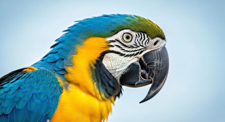 Fototapeta premium Blue Macaw Parrot Portrait Vibrant Feather Closeup