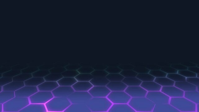 Cybernetz im Sechseck-Stil - violettes digitales Hexagon-Netzwerk -  moderne Visualisierungen in Technologie, Forschung und Wissenschaft, Digitalisierung, Innovation, Datentransfer
