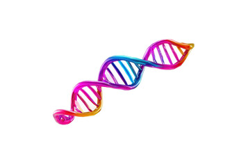 Colorful 3d dna helix with rainbow spectrum on black background, cut out