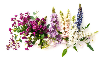 Isolated small flower set &ndash; Berberis, Limonium, Gypsophila, Spirea, Lupine