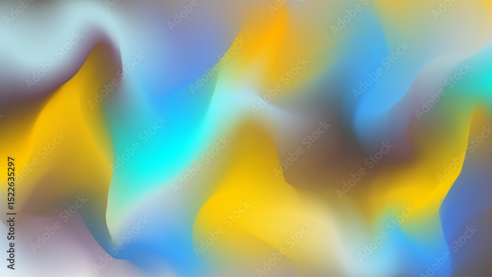 Aufkleber abstract colorful background with smooth gradient and soft shapes in blue and yellow tones, holograp