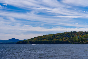 Lake and mountains in the fall