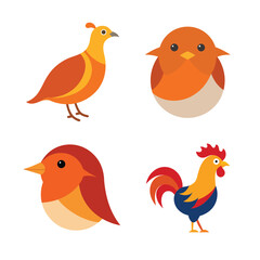 Bird flat color bundle 