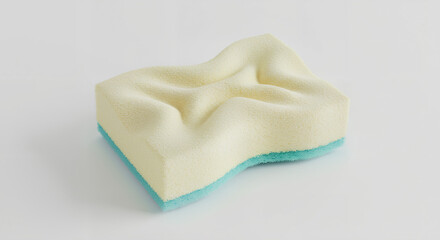 Wrinkled cleaning sponge cleaning sponge for kitchen and bathroom use on white background for product photography needs