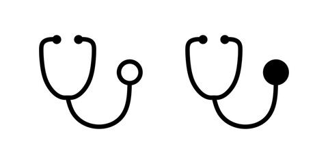 Stethoscope icon. Medical instrument for listening to heartbeat and lungs sign. Healthcare, diagnosis, and treatment tool symbol. Doctor equipment pictogram. Hospital illustration.