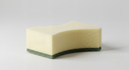 Wrinkled cleaning sponge cleaning sponge for dishes and kitchen surfaces household cleaning product close up on white background