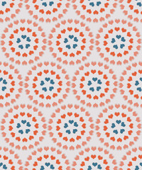 Abstract brown background with summer red mandala hearts circular pattern background used textiles