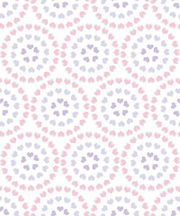Abstract white background with winter pink mandala hearts circular pattern background used textiles